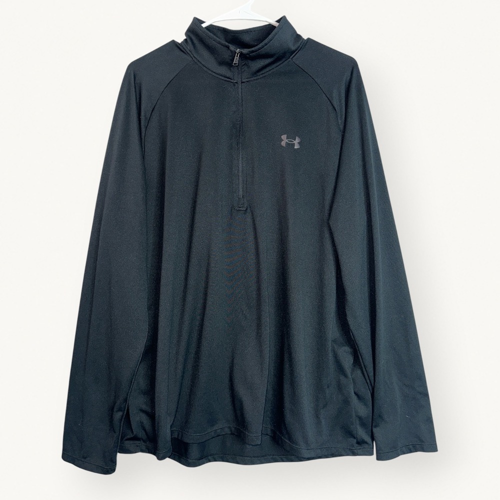 Under Armour Mens XL Black Tech 1/4 Zip Pullover Loose Fit Long Sleeve Shirt